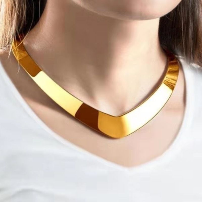 Collier ouvert, collier exagéré en métal à la mode, ensemble de boucles d'oreilles, usine de bijoux pour femmes_voghion.com