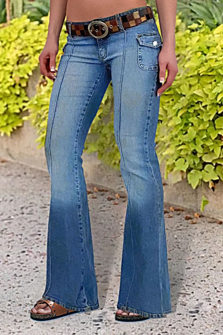 Jean évasé taille haute pour femme – Denim vintage avec patte d'éléphant rétro (S-2XL, confort extensible)_voghion.com
