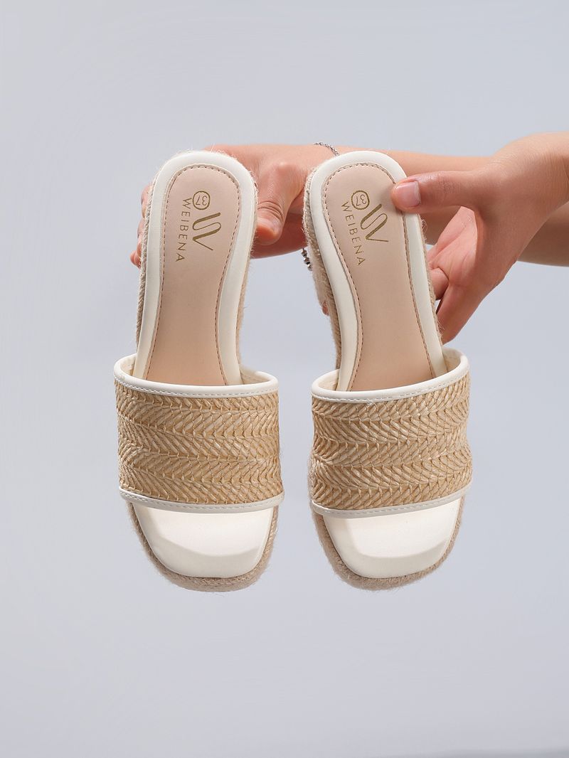 Women's Shoes Rope Wedge Thick Soled Sandals Braided Straw Rope One Strap Casual Summer Waterproof Platform High Heels_voghion.com