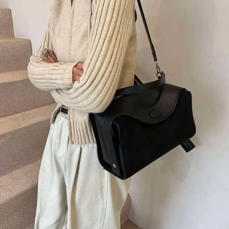 Borse 2025 Borsa a mano in pelle da donna, firmata, moda autunno inverno, grande borsa Boston, morbida pelle scamosciata opaca, tracolla versatile da donna_voghion.com