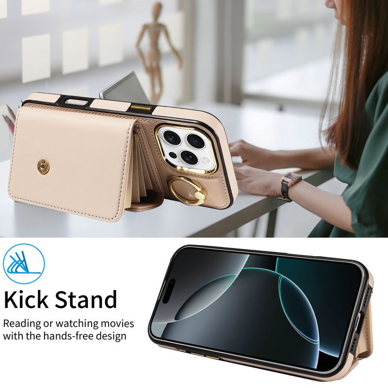 TechGlobe Compatible With IPhone 16 Pro Accordion 15 Phone Crossbody 14 Card Slot Back Cover Protective Case_voghion.com