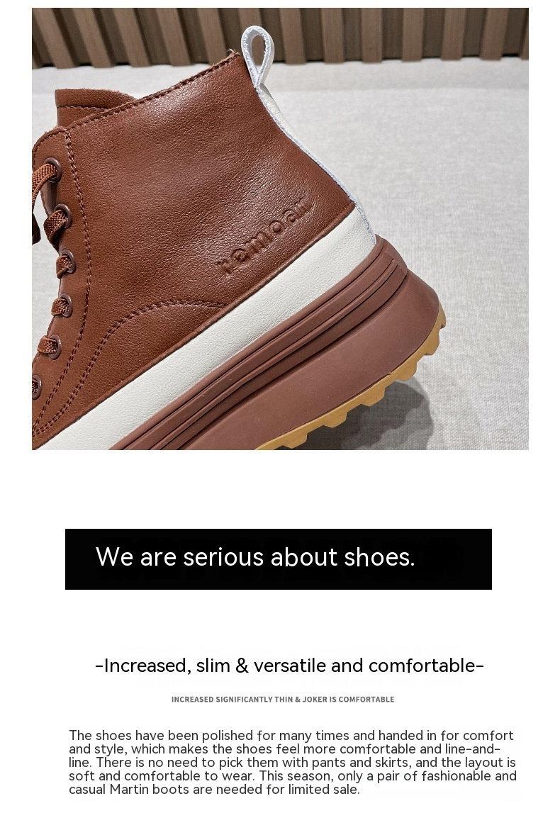 Echtes Leder Martin Stiefel Damen Britischer Stil Vielseitig Matsutake Dicke Sohle Frühlings- und Herbsttrend 2023 Neu_voghion.com