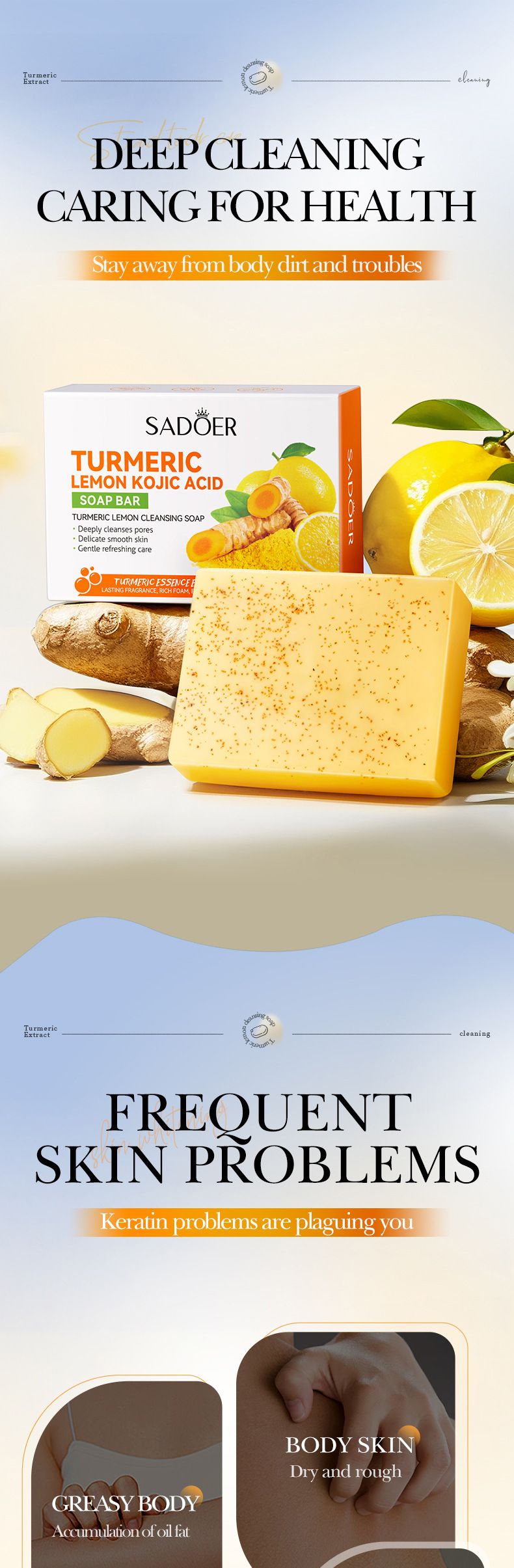 Kurkuma-Zitrone, reinigende Seife, 100 g, für den Körper, handgefertigt_voghion.com