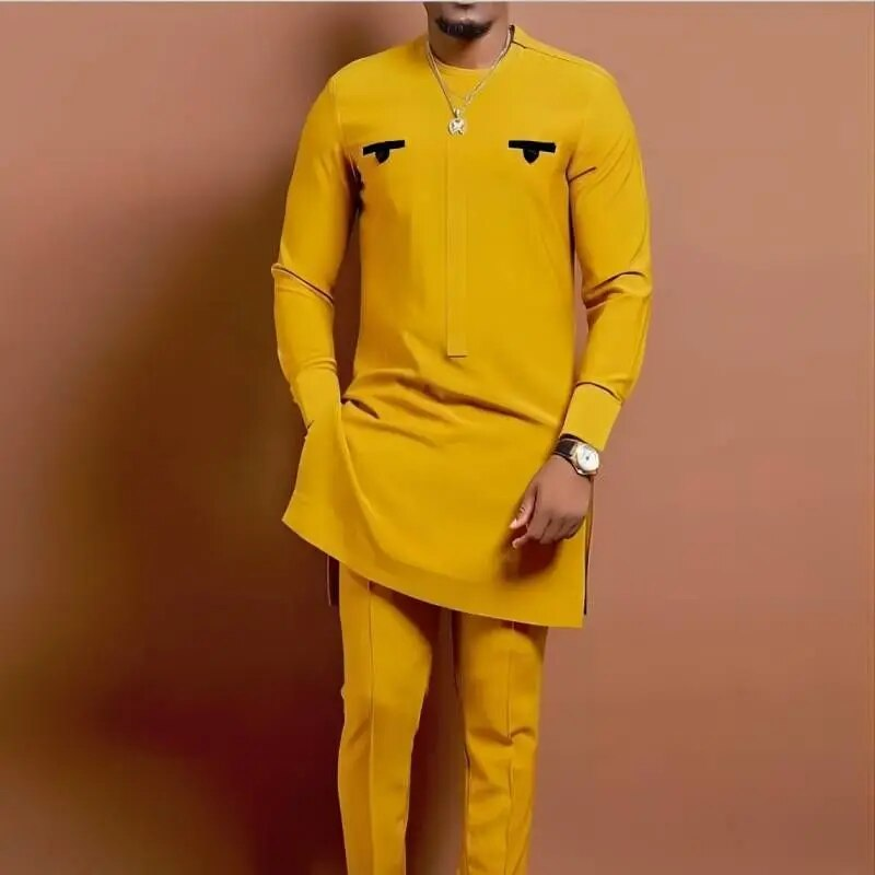 Dashiki 2024 Meest populair verkochte Top 10 Afrikaanse heren gestreept tweedelig pak Kaftaneid Mubarak Kaftan Dubai Abaya_voghion.com