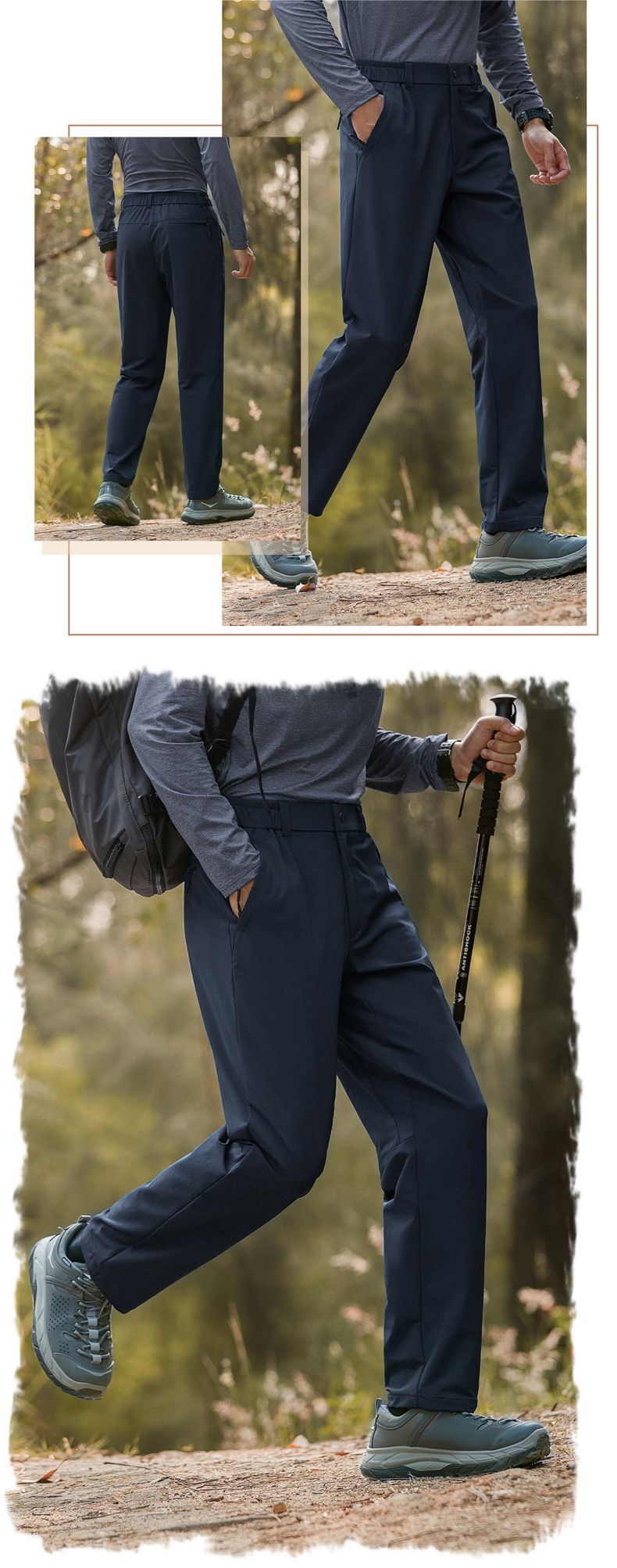 Pantaloni casual elasticizzati da uomo, vestibilità dritta - Pantaloni da lavoro in softshell per ufficio e attività all'aperto_voghion.com
