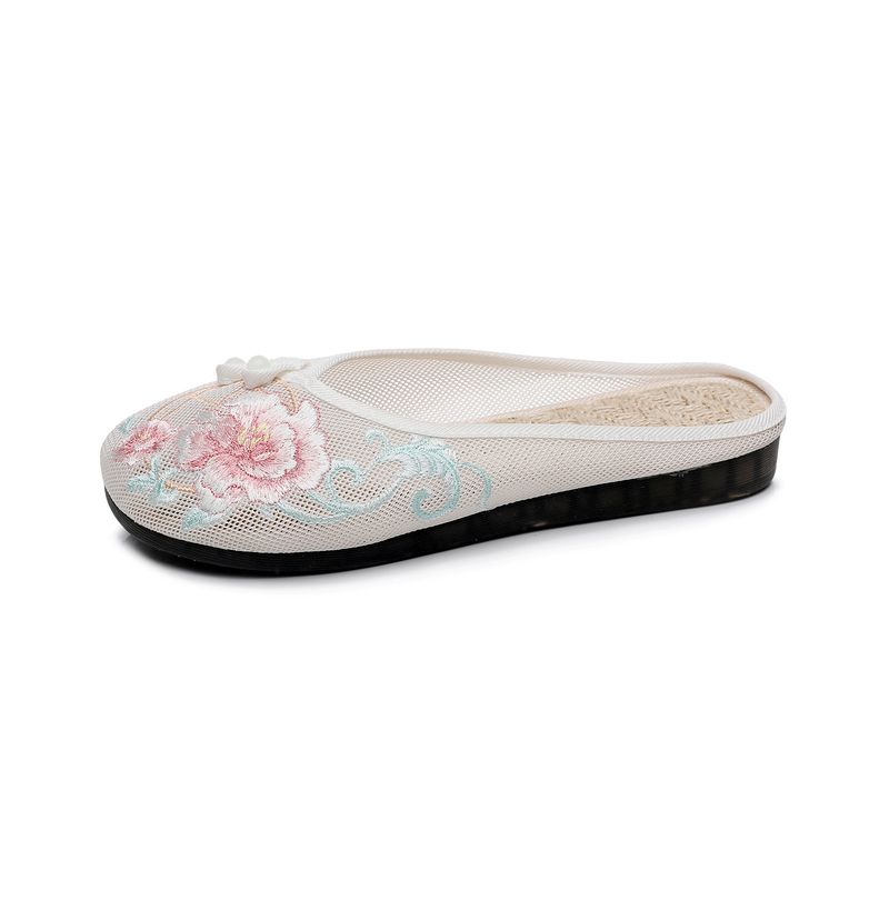 Solette in rete di lino, pantofole piatte ricamate, scarpe da donna 2025, sandali_voghion.com