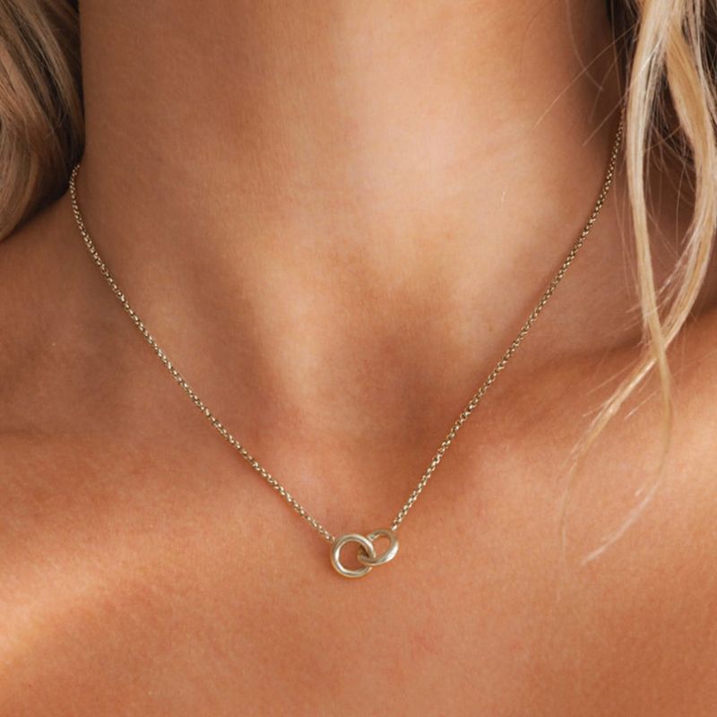 Damenschmuck S925 Sterling Sëlwer Moud Einfach Duebelrank Halskette Moud Möbius Schléissebeenkette Accessoiren_voghion.com