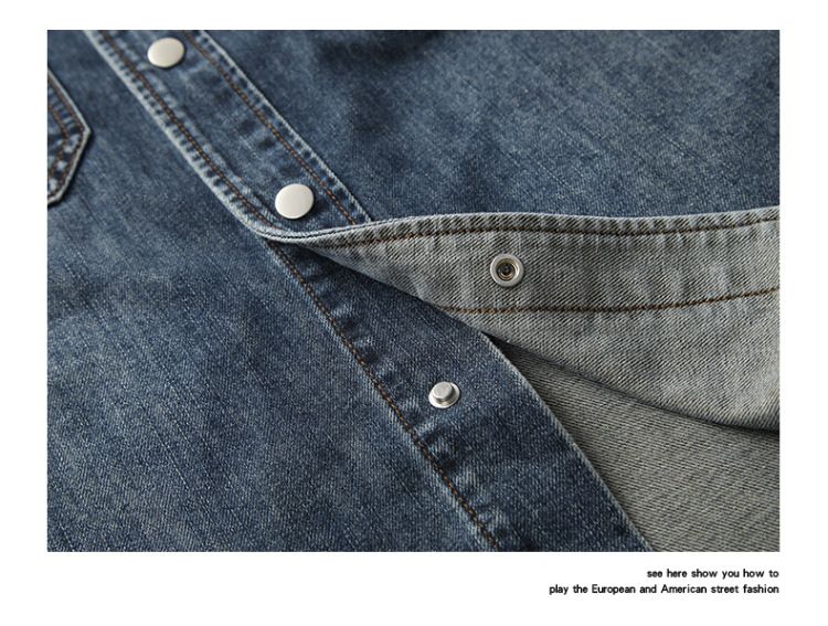Giacca in denim da uomo, stile retrò, primavera e autunno, design semplice e confortevole, camicia in denim, top da uomo_voghion.com