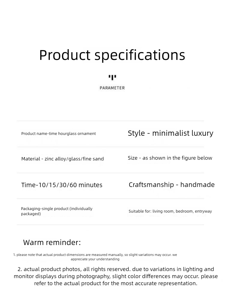 Luxuriöse, hochwertige 3D-Sanduhr aus Metall als Tischdekoration für Wohnzimmer, Weinschrank, Büro oder Zuhause_voghion.com