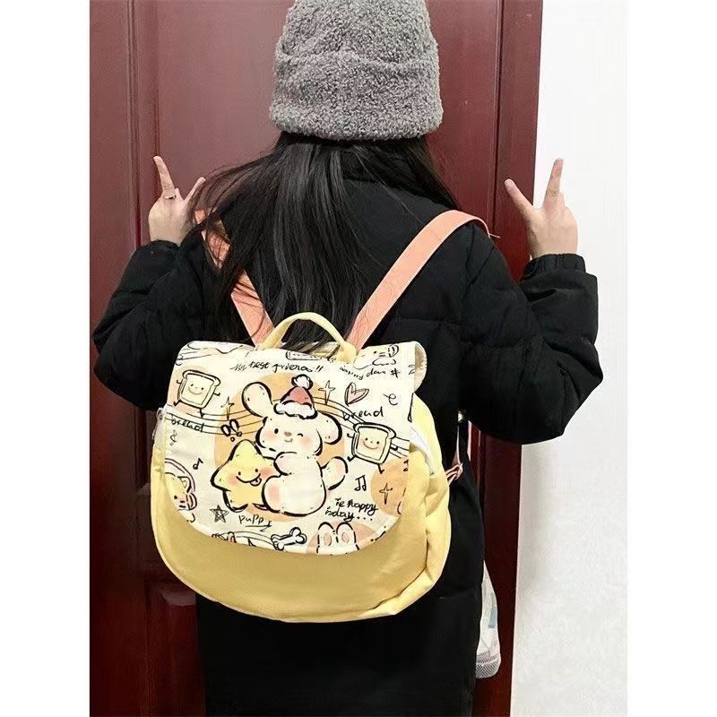 Mochila de viaje para estudiantes de estilo universitario coreano con bonito perro silbador de leche nueva de 2024_voghion.com
