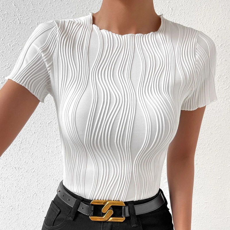 Maglietta da donna alla moda, girocollo, snellente, tinta unita, stile casual, da indossare sopra la parte superiore_voghion.com