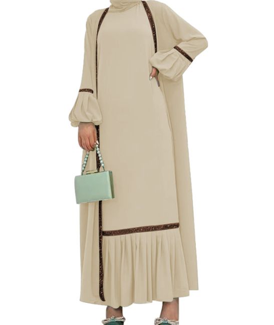 Damkläder Enfärgad Pärlbesatt Ytterkostym Modern och Elegant Klänning_voghion.com