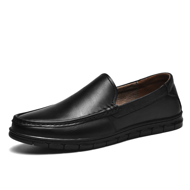 Top Layer Cowhide Men's Casual Genuine Leather Loafers Slip-On Driving Shoes_voghion.com