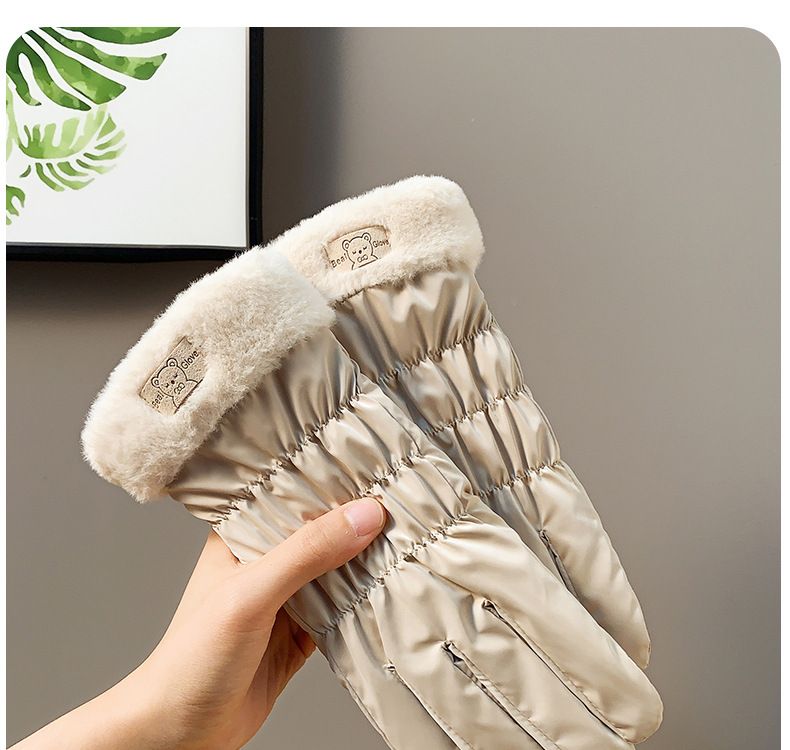 Caldo per le donne, moda autunnale e invernale, foderato in pile, spesso, carino, impermeabile, touchscreen per la guida all'aperto_voghion.com