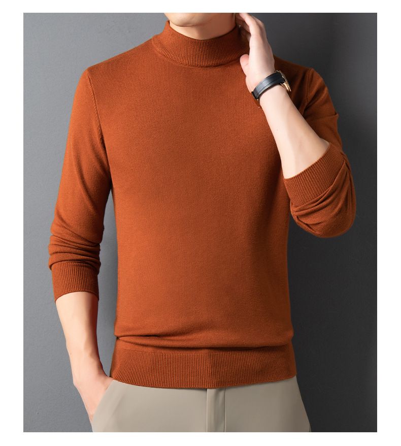 Herbst und Winter Halbhoher Kragen Precision Edition Dicker Herren Strickpullover mit Kapuze_voghion.com
