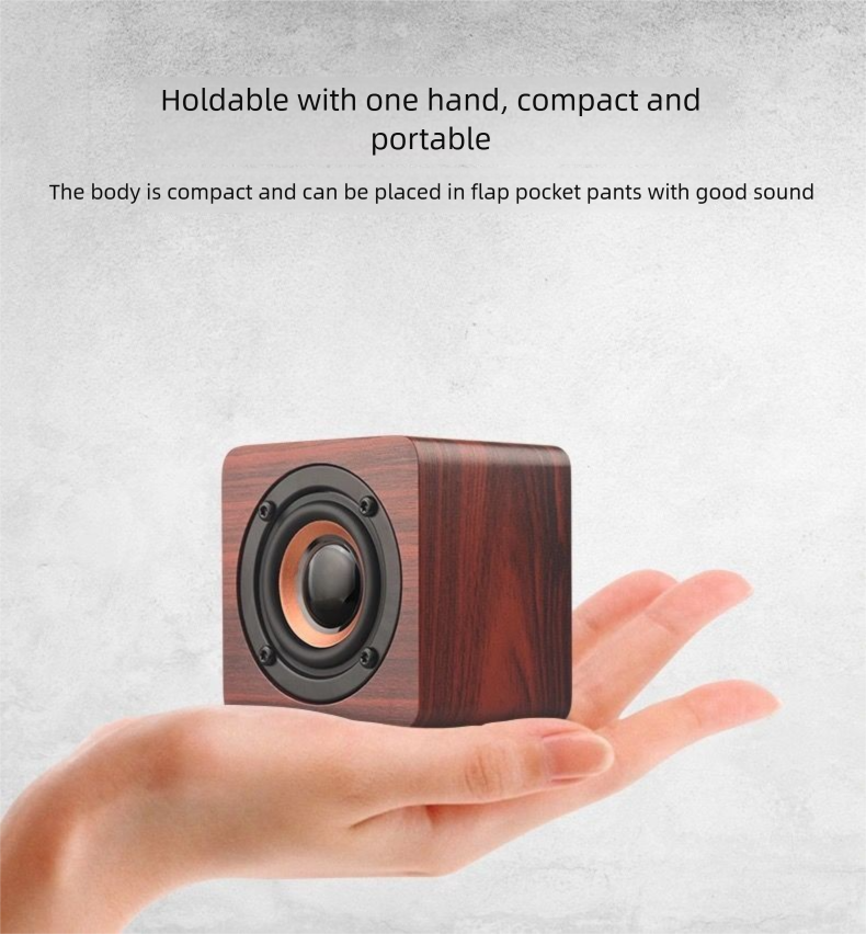 Q1 Caixa de Som Bluetooth Portátil de Madeira Mini Subwoofer de Áudio Sem Fio para Celular Presente Alta Potência Volume Criativo_voghion.com