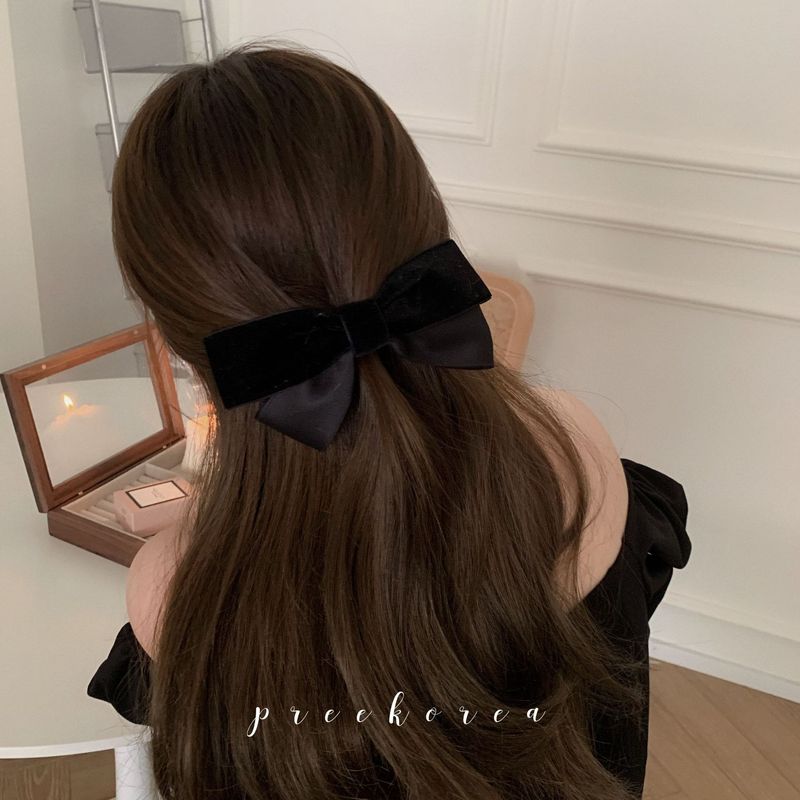 Koreanischer Retro-vielseitiger Samtbogen-Federclip Kopfbedeckung Haarclip Internet-Berühmtheit 2021 Neuer Stil_voghion.com