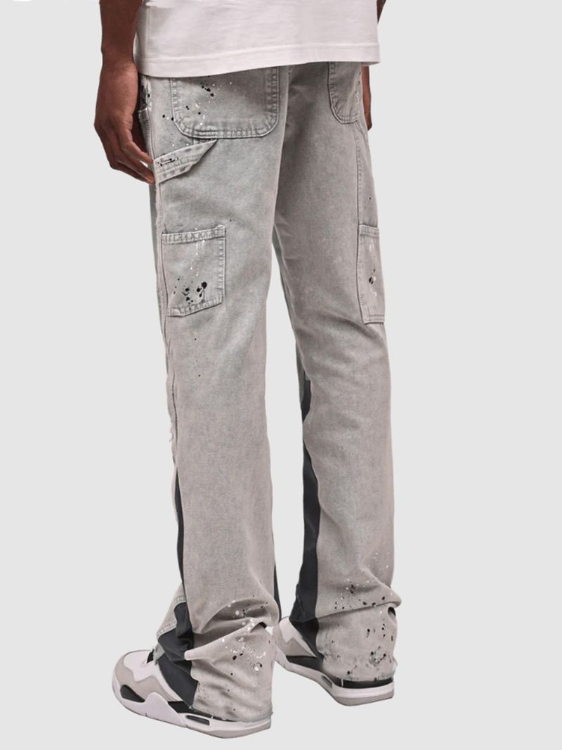 Pantaloni cargo elasticizzati patchwork in denim a strati da uomo_voghion.com