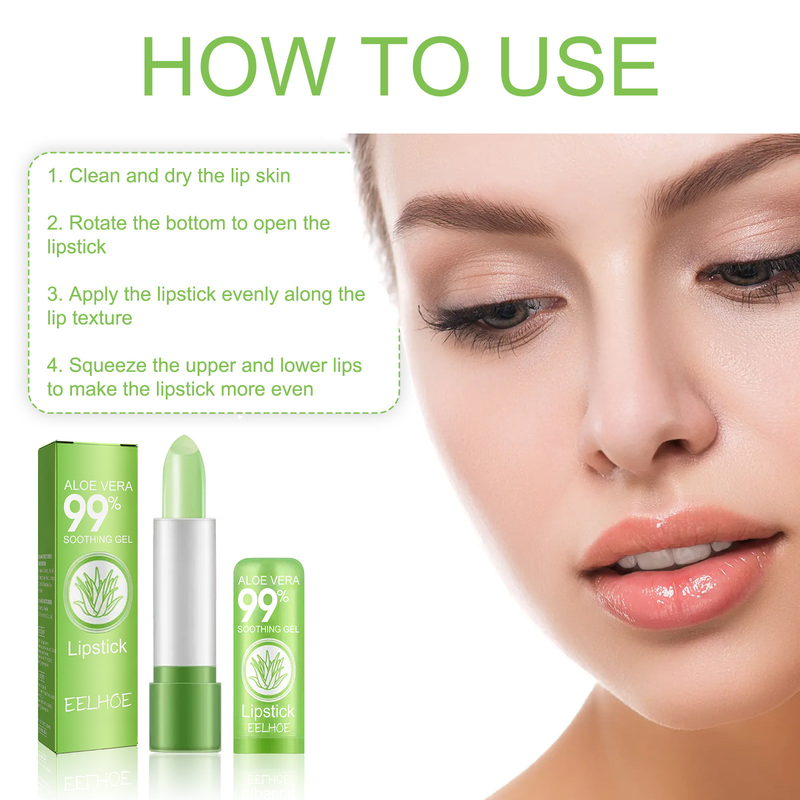 EELHOE Aloe-Lippenstift, Lippenbefeuchtung, Entfernung abgestorbener Haut, zarter, praller, praller und farbverändernder Lippenstift_voghion.com