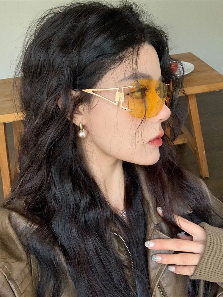 LazyZoom European And American Fashion Large Frame Yellow Glasses Mountaineering Riding Windproof Eye Protection UV-Proof_voghion.com