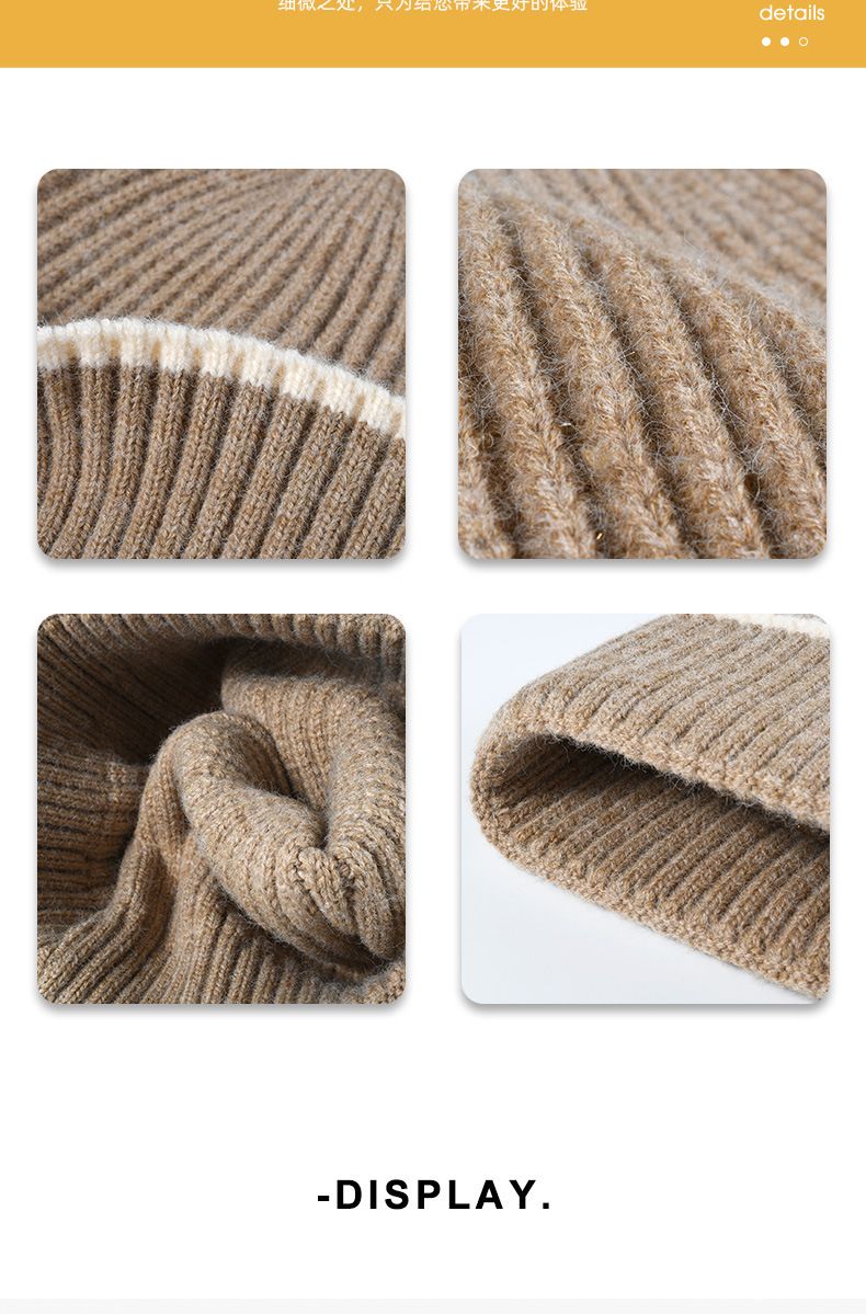 Cappelli freddi da uomo e da donna autunnali e invernali con blocchi di colore, alla moda e versatili, semplici e caldi, cappelli lavorati a maglia spessi, cappelli di lana per esterni_voghion.com