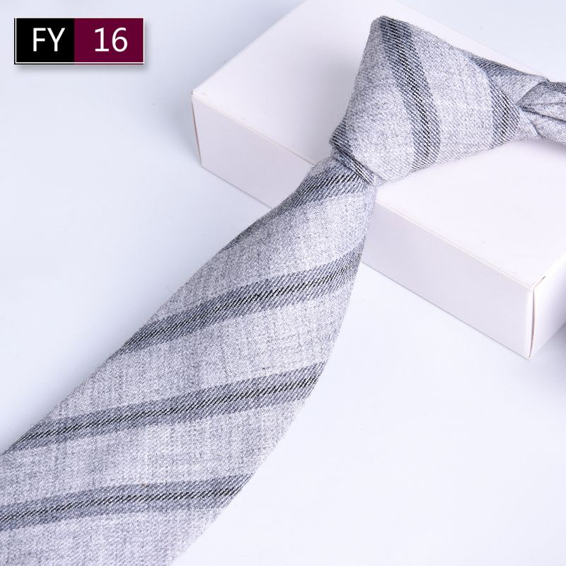 Tie For Men Striped Formal Business Professional Executive 7.5cm Hand-tied Elegant Gray TR Fabric Wool-like Collar_voghion.com