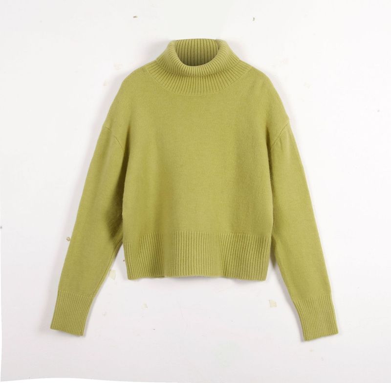 Pull oversize en tricot à col montant pour femme – Pull doux et confortable en mélange acrylique (10 couleurs) – Chic décontracté pour les rendez-vous café d'automne_voghion.com