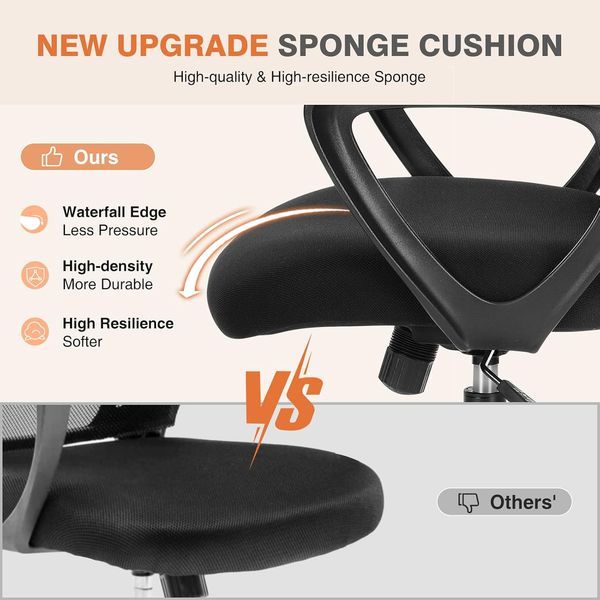Home Office Computer Desk Chair, Managerial Executive Ergonomic Mid-Back Mesh Rolling Swivel Chair With Wheels, Comfortable Lumbar Support, Comfy Ar_voghion.com