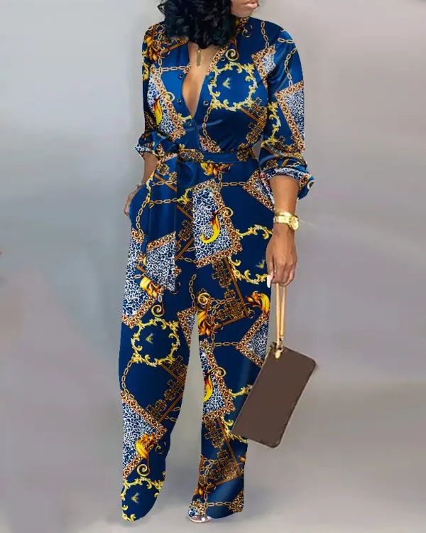 women's loose large size jumpsuit autumn and winter high waist casual straight jumpsuit _voghion.com