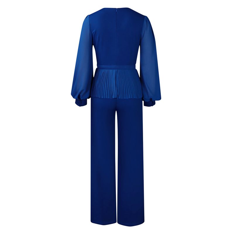 Ropa de mujer Nueva moda tradicional Tongle Top de manga larga Pantalones de pierna ancha Traje de dos piezas_voghion.com