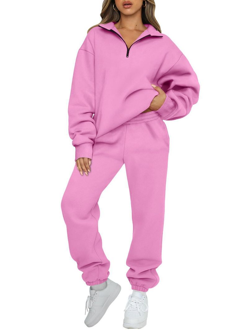 Women's Casual Solid Color Hoodie & Pants Set With Pockets - Comfortable Loungewear, Streetwear, Workout Outfit For Everyday Wear_voghion.com