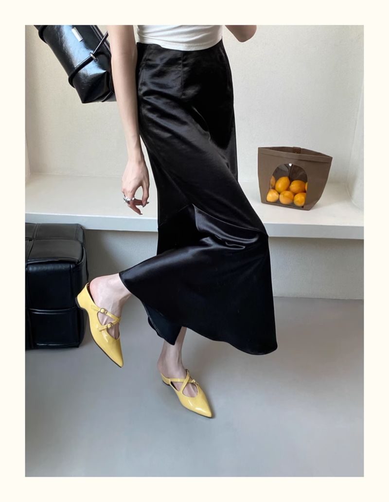 Mules de salto alto estilo francês, com tiras cruzadas e bico fino, prateados, fechados, para mulheres, primavera-verão, uso ao ar livre_voghion.com