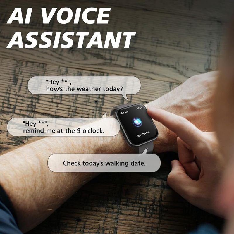 Smart Watch Beantworten von Anrufen für Männer und Frauen 1,96 Fitness-Tracker Uhr Herzfrequenz Schrittzähler Schlaf-Tracker Blutsauerstoff 120+_voghion.com