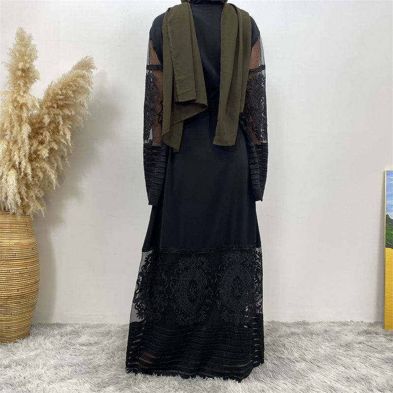 Damenmode-Cardigan-Stickerei-Gaze-Robenkleid_voghion.com