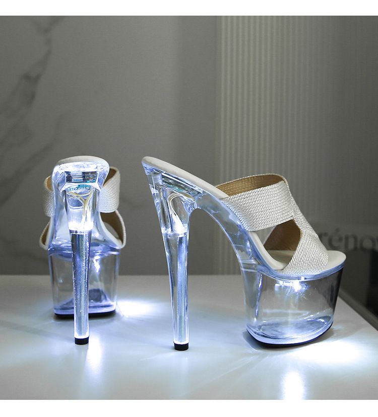 17CM Light-Up Crystal High Heels - Glowing Platform Stiletto Sandals For Women, Transparent Wedding Party Shoes_voghion.com