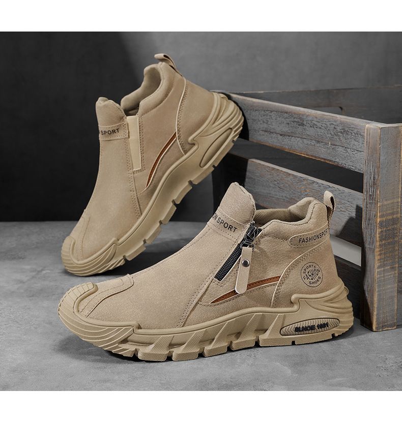 WalkPrime 2025 Herbst/Winter 2025 High-Top Martin Britischer Stil Kurzer Trendiger Arbeitsschuhe Lederstiefel Günstige Herrenschuhe_voghion.com