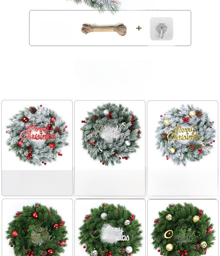 Wholesale foreign trade Christmas garland 35CM door hanging rattan ring ornaments Christmas decoration simulation Garland_voghion.com
