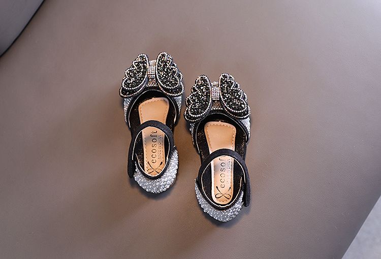 Mädchen Kleine Große Kinder Baotou Strass Prinzessin Tanzschuhe Showschuhe Schmetterling Perle_voghion.com