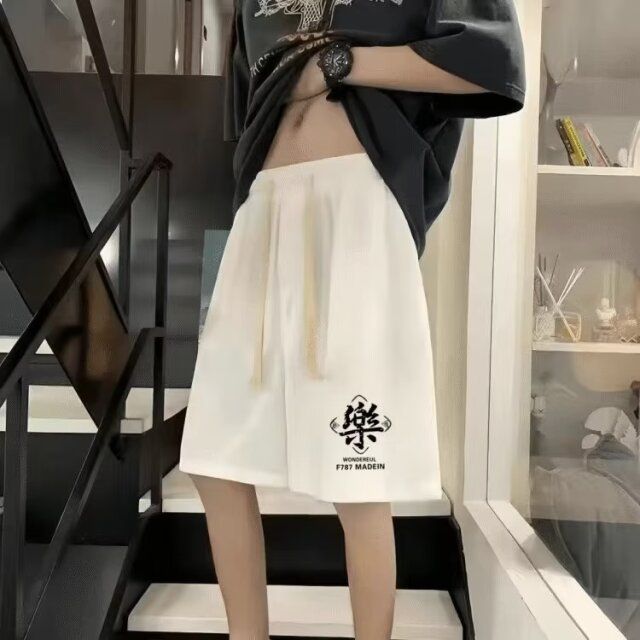 2024 Zomer Sport Shorts, Heren Veelzijdige Casual Koppels Losse Kwart Micro Elastische Strandbroek, Trendy_voghion.com