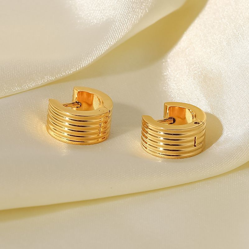 Orecchini da donna in acciaio al titanio, orecchini in oro K a coste larghe in acciaio inossidabile, orecchini alla moda con personalità_voghion.com