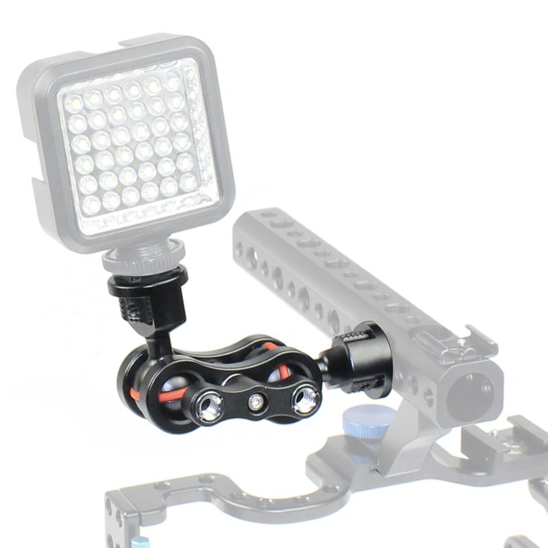 Soporte universal con brazo mágico de doble cabezal, tornillo de 1/4, ajustable 360° para monitor, LED, micrófono, flash, cámara DSLR._voghion.com