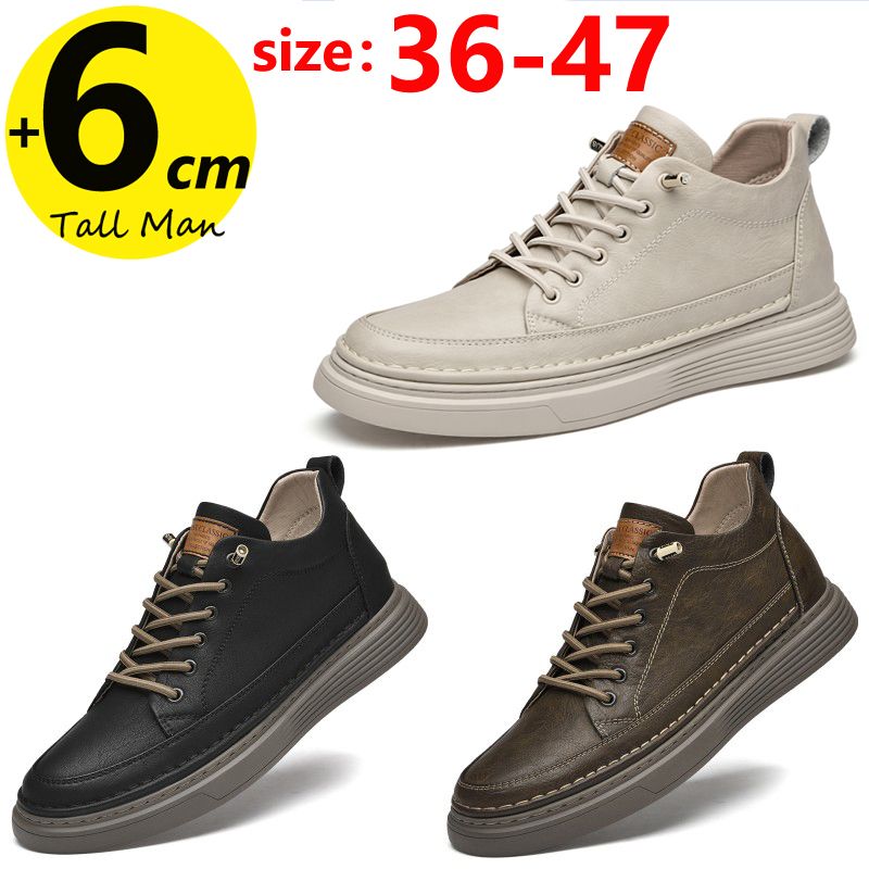 Herren-Booster-Sneakers, klobige Schuhe mit Erhöhung, Einlegesohle, 6 cm, für Herren, zum Anheben, Leder, Frühling/Herbst, Übergröße 36–47_voghion.com