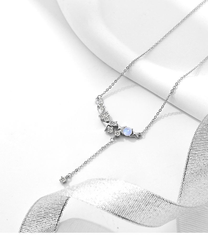 Collana con nappa a forma di stella a cinque punte e sorriso per donna, design di lusso in argento puro per clavicola di fascia alta 2024 compleanno_voghion.com