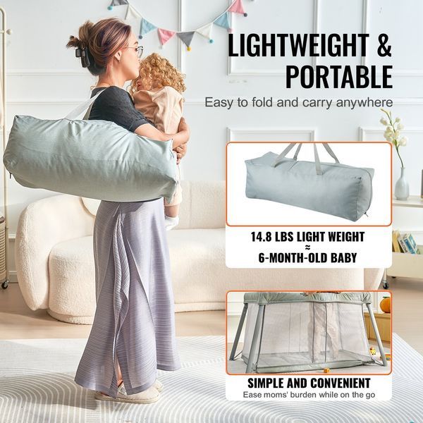 Baby Travel Crib And Play Yard Folding Baby Playpen With Soft Mattress Pad_voghion.com