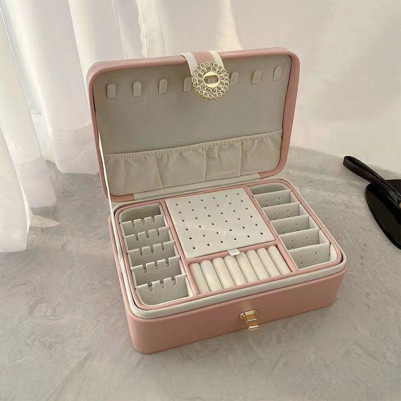 Enostavna prenosna škatla za shranjevanje nakita Vrhunska odlična potovalna škatla za organizatorje nakita velike zmogljivosti Torba_voghion.com