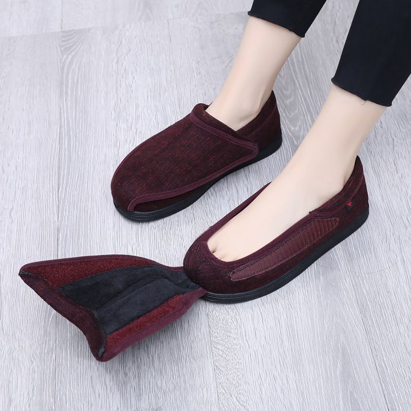 Ziwa Ge Winter New Warm Fleece-Lined Thickened Cloth Widened Velcro Shoe Top Openable Comfortable Cotton Shoes_voghion.com