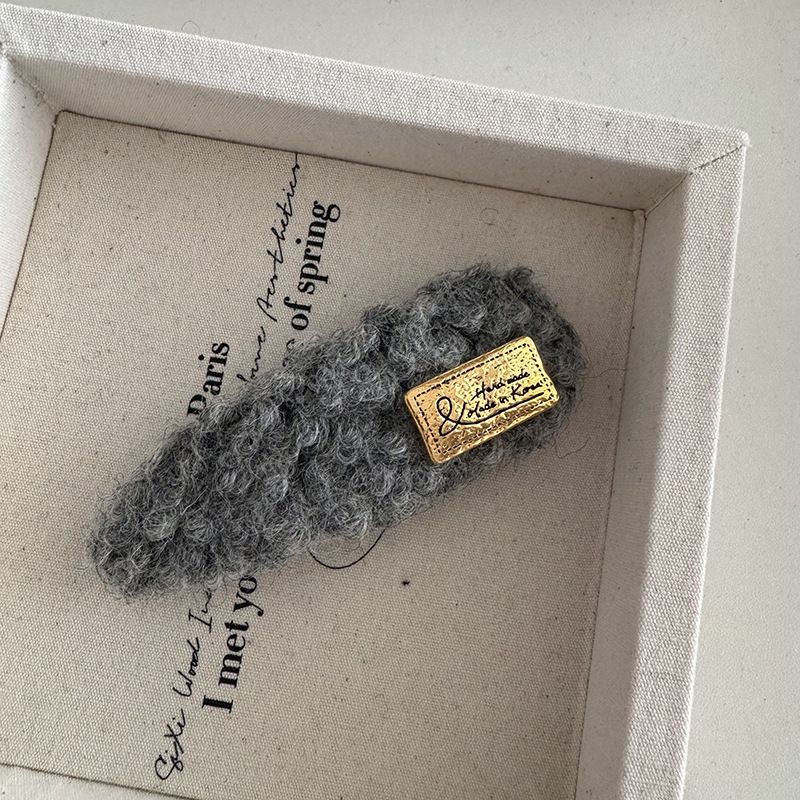 Korean Style Autumn And Winter Wool Gold Standard Oval Rectangular Hairpin Sweet All-match Bangs Side Clip New Hair_voghion.com