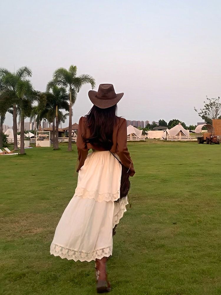 Vintage Autumn Winter Melad Design Lace-up Short Jacket Waist-cinching Irregular Dress Set_voghion.com