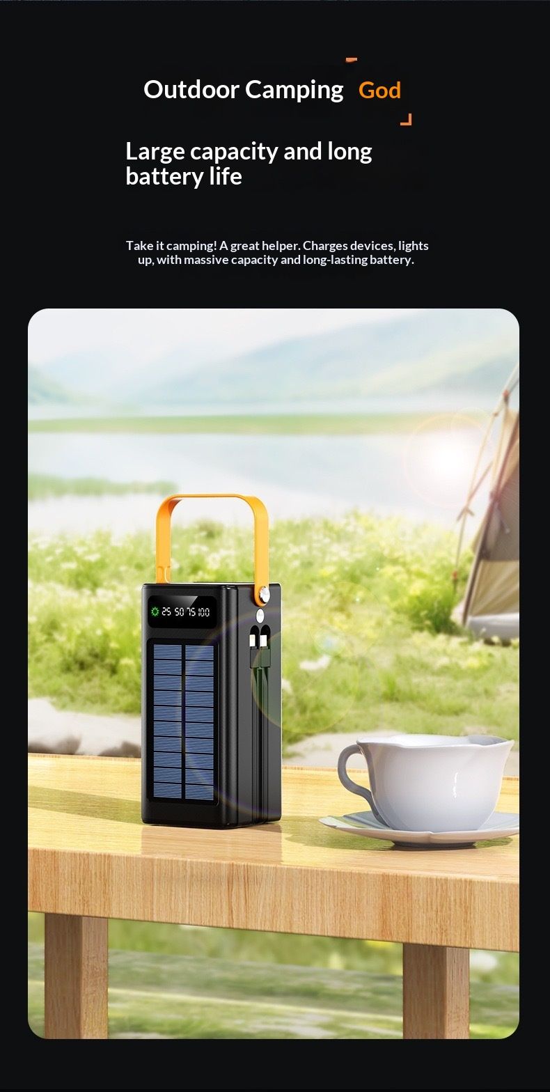 Cross-Border Solar 100000mAh Grote Capaciteit 120W Supersnel Opladende Campinglamp Buiten Live Streaming Powerbank_voghion.com