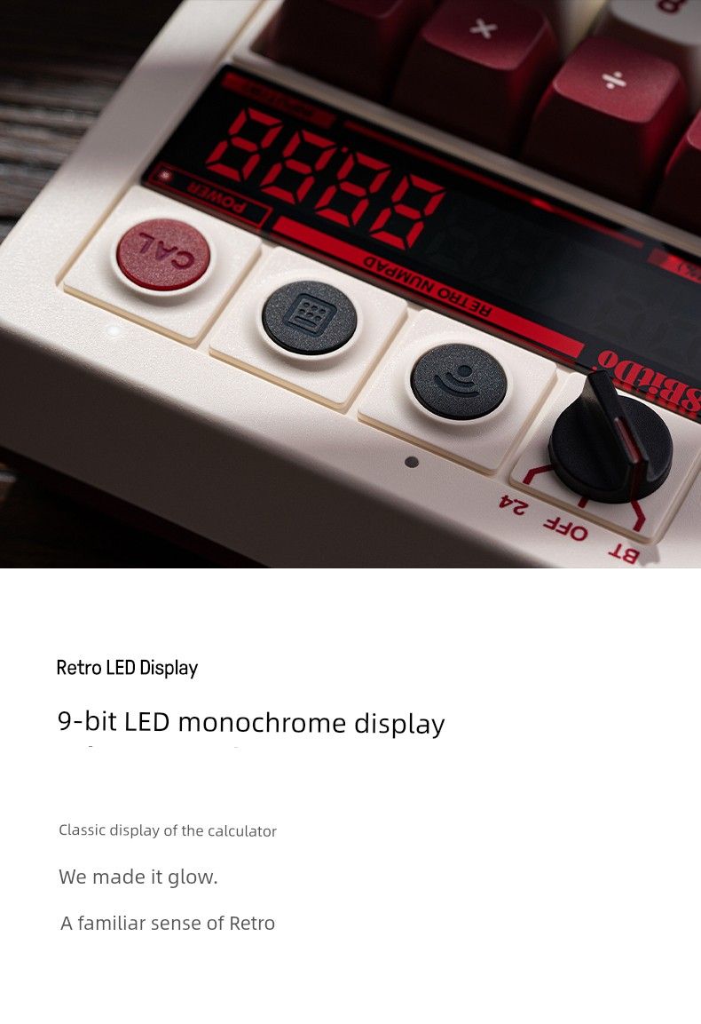 Acht-Bit-Hall Retro18 Drahtloser digitaler Tastaturrechner Zwei-in-Eins-Retro-Stil LED-Anzeige 8bitdo_voghion.com